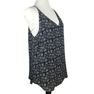 LOFT Blue Floral Spaghetti Strap Lined Camisole SZ M